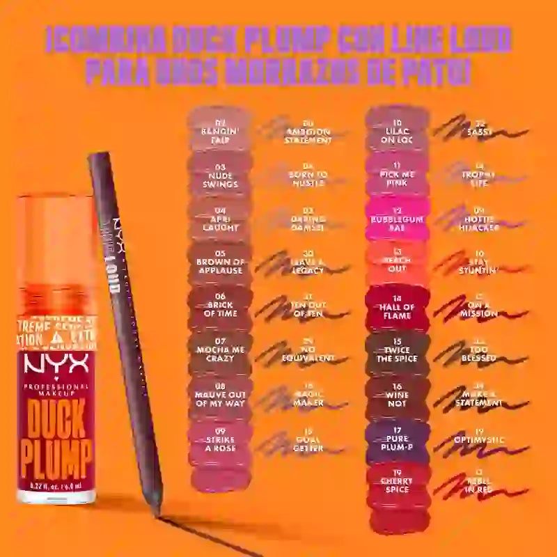 Nyx Duck Plump Lucidalabbra ad alta pigmentazione Gloss Volumizzante Hall Of Flame , 7 ml
