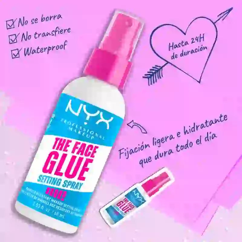 Nyx Face Glue Setting Spray, Spray fissante resistente a lunga durata, 60 ml