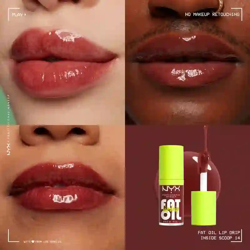 Nyx Fat Oil Lip Drip Olio per labbra, Shade Inside Scoop , 4,8 ml