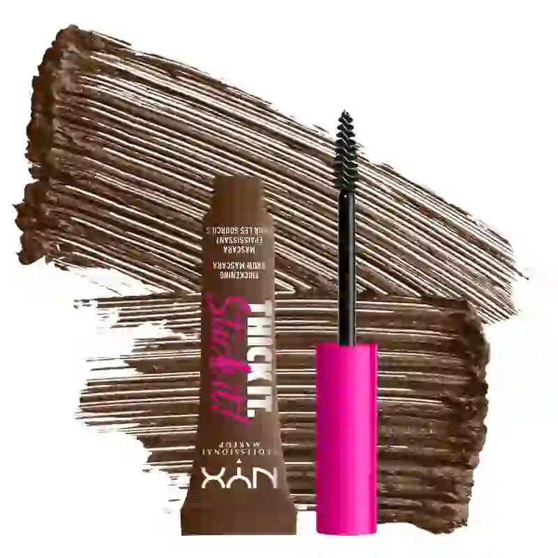 Nyx Thick It Stick It Mascara. A lunga durata. Finitura naturale. Tonalità bruna, 7 ml