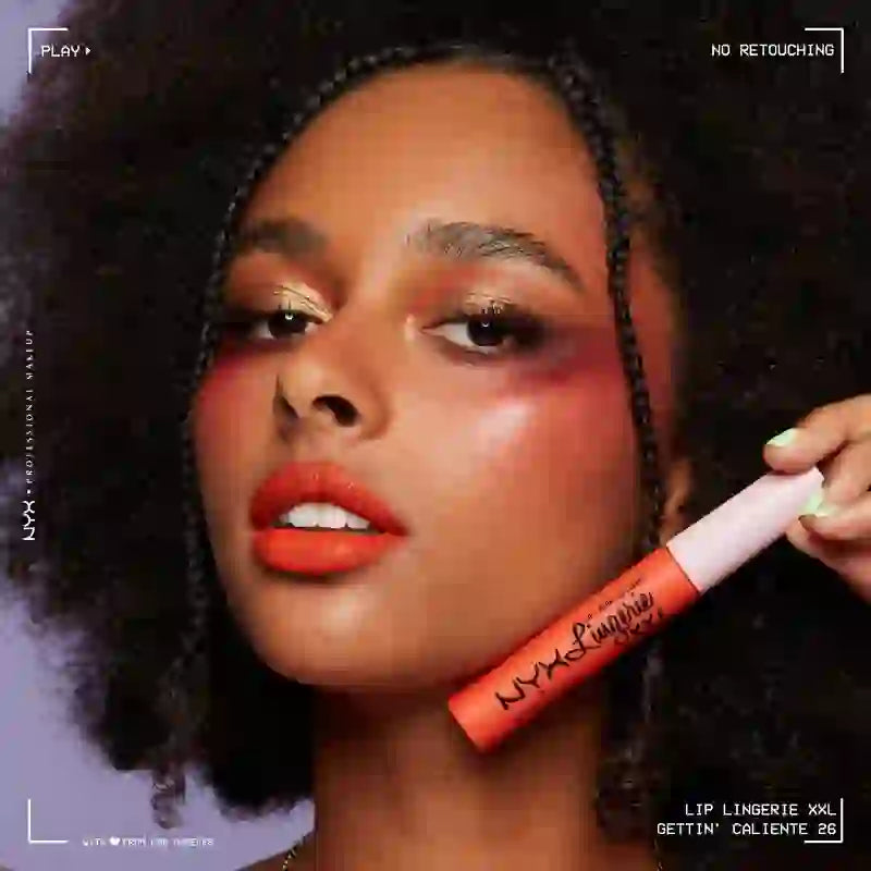 Nyx Lipstick Lip Lingerie Xxl Fuego Long Wear, 100% copertura opaca, tonalità calda, 4 ml
