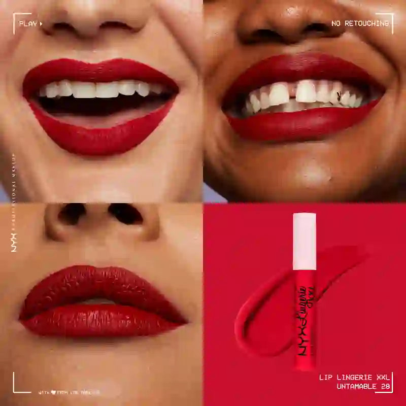 Nyx Lipstick Lip Lingerie Xxl Fuego Copertura opaca al 100% a lunga durata, tonalità Untamable, 4 ml