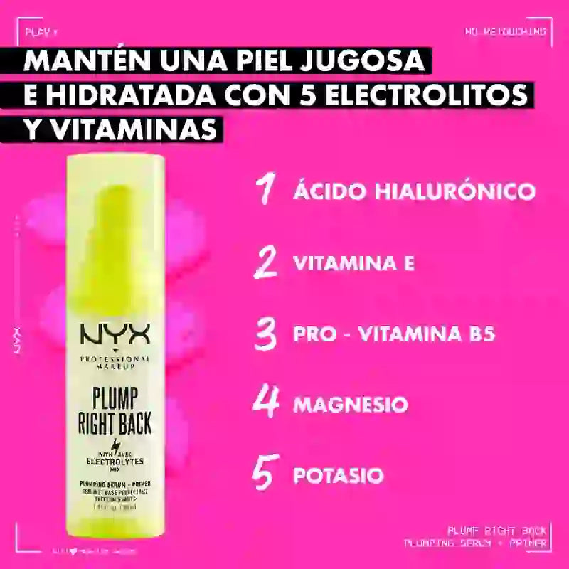 Nyx Plump Right Back Primer & Serum. Acido ialuronico. Vitamine multiple, 30 ml