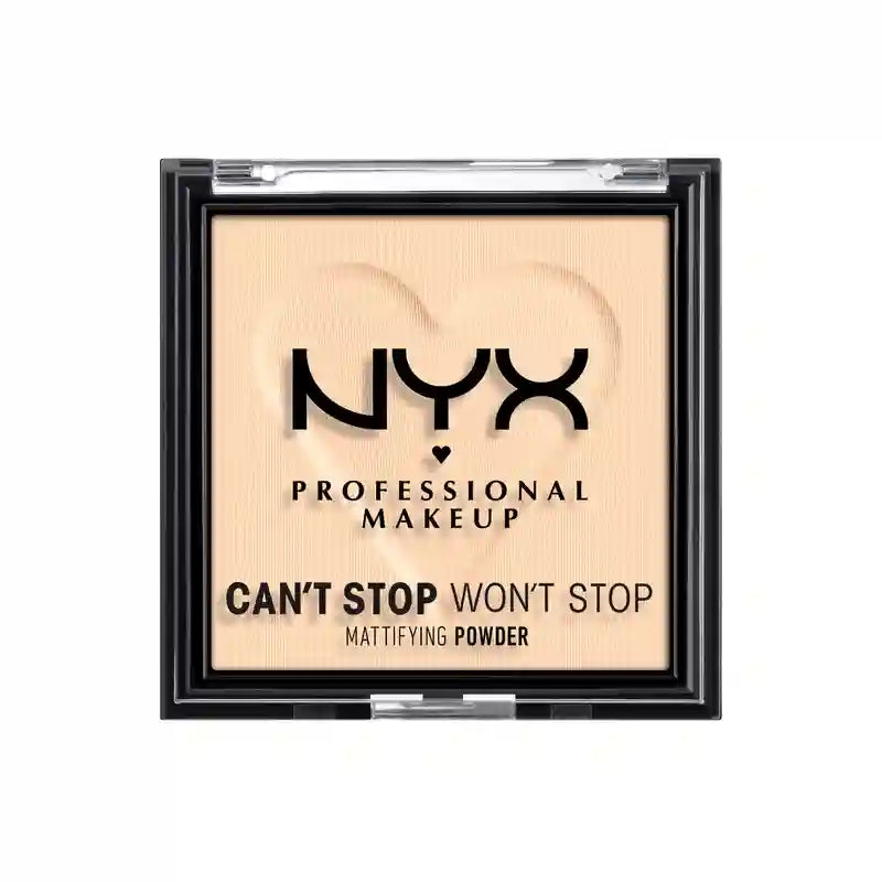 Nyx Professional Mattifying Powder Can't Stop Won't Stop. Attenua lucentezza, imperfezioni e pori. Tonalità 01 Equo. 6 gr