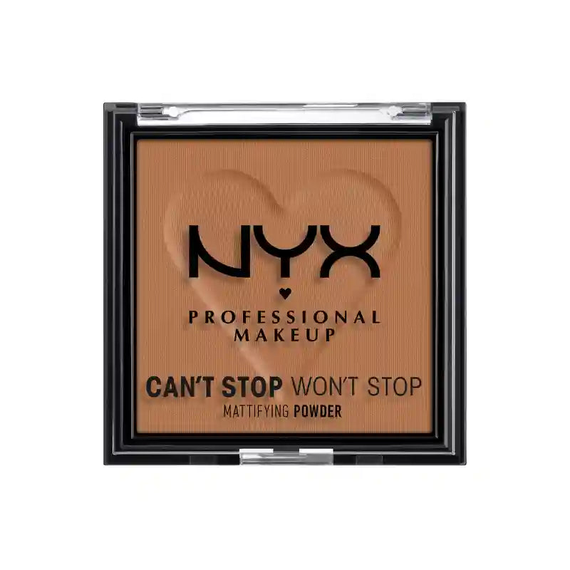 Nyx Professional Mattifying Powder Can't Stop Won't Stop. Attenua lucentezza, imperfezioni e pori. Tonalità 08 Moka. , 6 gr