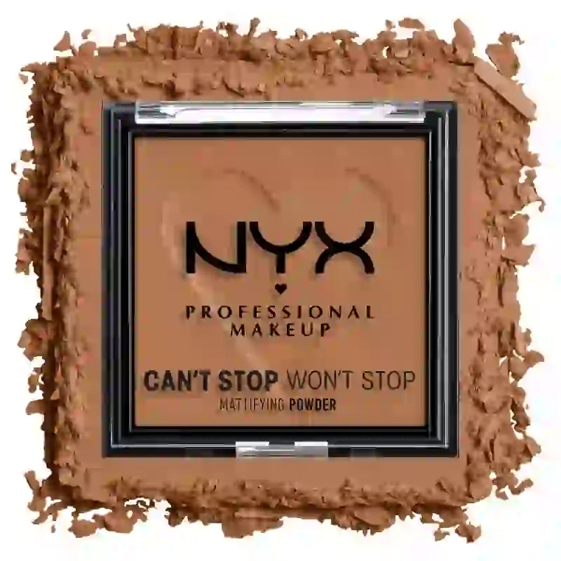 Nyx Professional Mattifying Powder Can't Stop Won't Stop. Attenua lucentezza, imperfezioni e pori. Tonalità 08 Moka. , 6 gr