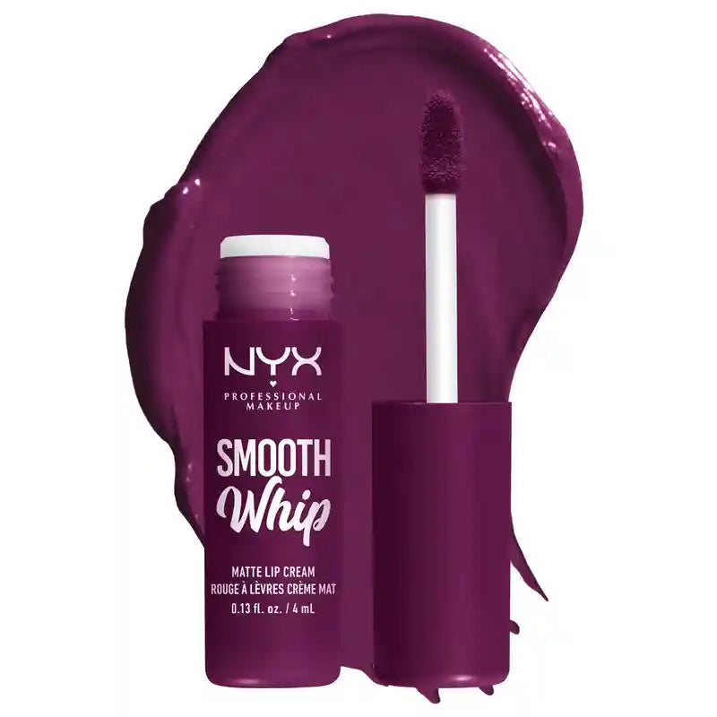 Nyx Smooth Whip Matte Lip Cream, rossetto liquido cremoso, opaco, tonalità Berry Bed Sheets , 4 ml