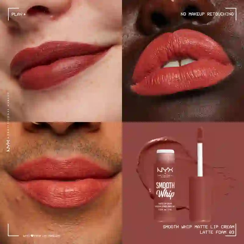 Nyx Smooth Whip Matte Lip Cream, rossetto liquido cremoso, opaco, tonalità Latte Foam , 4 ml
