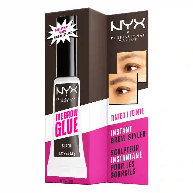 Nyx The Brow Glue, Gel colla per sopracciglia a lunga durata, tonalità nero marrone, 5 g