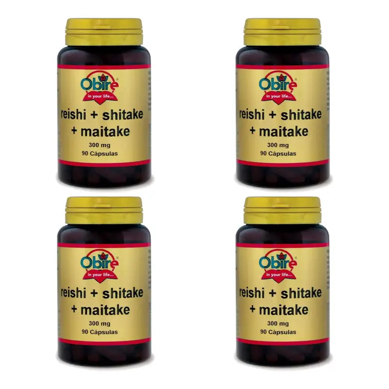 Obire Reishi + Shitake + Maitake, 4 confezioni da 90 capsule