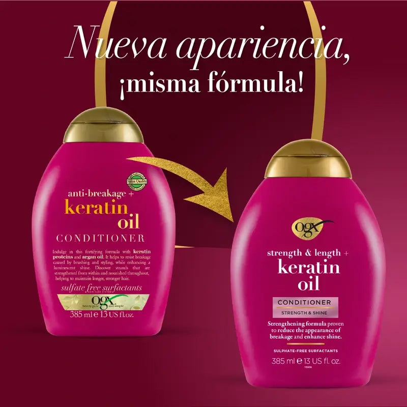OGX Balsamo all'olio di cheratina, capelli fragili, 385 ml
