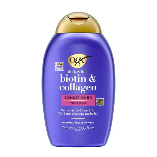 OGX Balsamo senza solfati, biotina e collagene, capelli voluminosi e sani, 385 ml