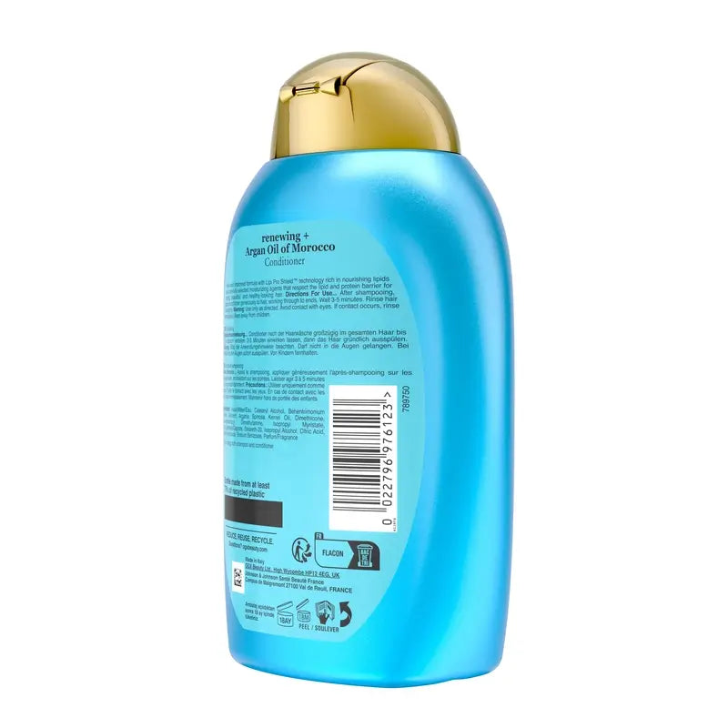 OGX Balsamo senza solfati per capelli danneggiati, all'olio di argan marocchino, leviga e rinforza, 385 ml