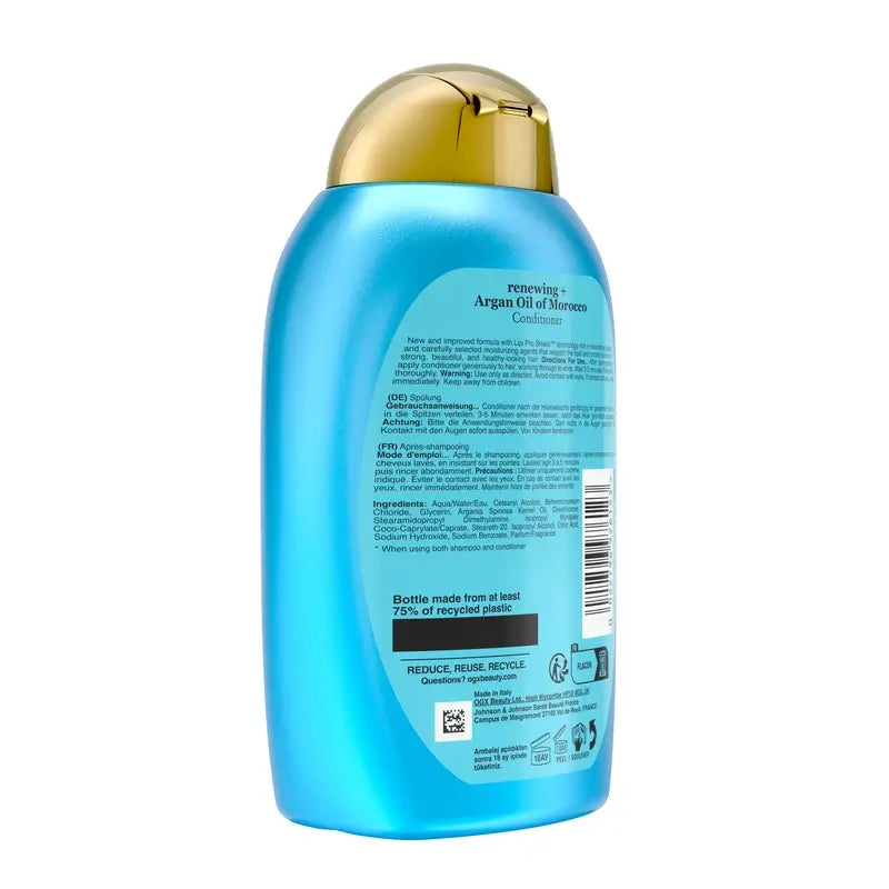 OGX Balsamo senza solfati per capelli danneggiati, all'olio di argan marocchino, leviga e rinforza, 385 ml