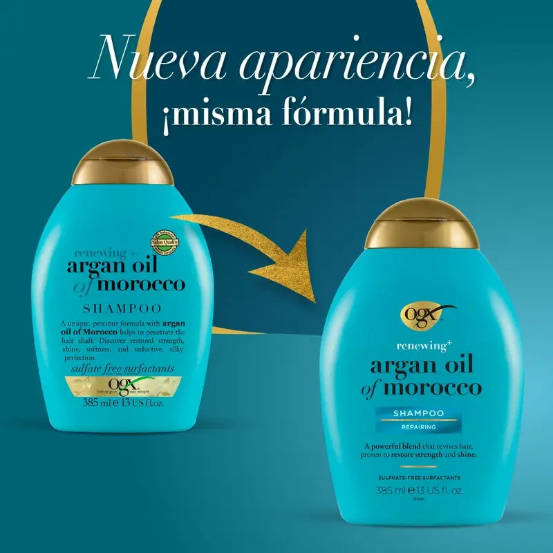 OGX Moroccan Argan Oil Shampoo, Capelli secchi e danneggiati, 385 ml