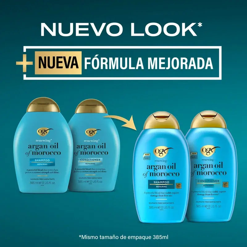 OGX Moroccan Argan Oil Shampoo, Capelli secchi e danneggiati, 385 ml
