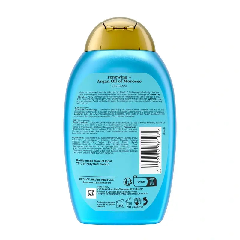 OGX Moroccan Argan Oil Shampoo, Capelli secchi e danneggiati, 385 ml