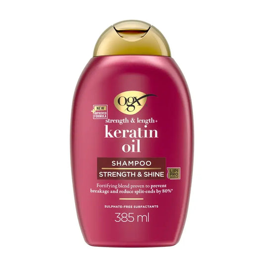 OGX Keratin Oil Shampoo, capelli fragili, idratante e rinforzante, 385 ml