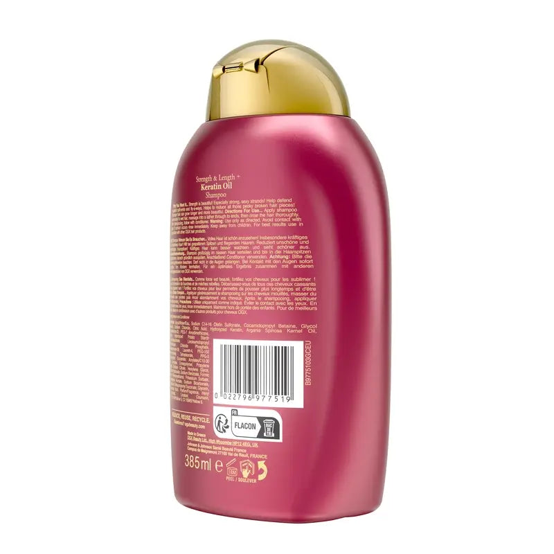OGX Keratin Oil Shampoo, capelli fragili, idratante e rinforzante, 385 ml