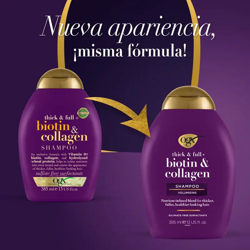 OGX Biotin & Collagen Shampoo, Capelli fini, 385 ml