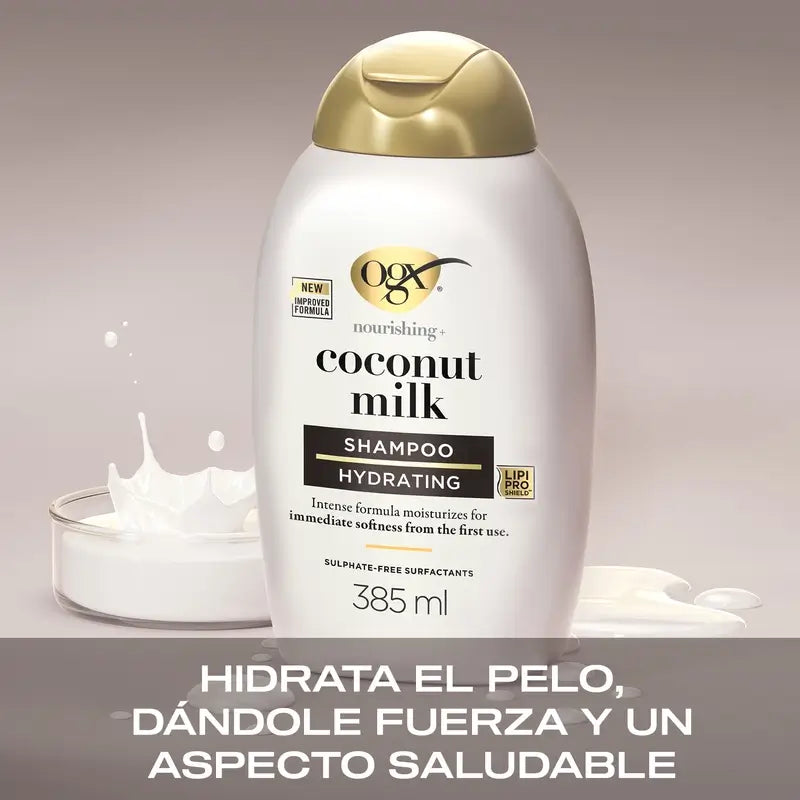 OGX Shampoo al latte di cocco, capelli secchi, 385 ml
