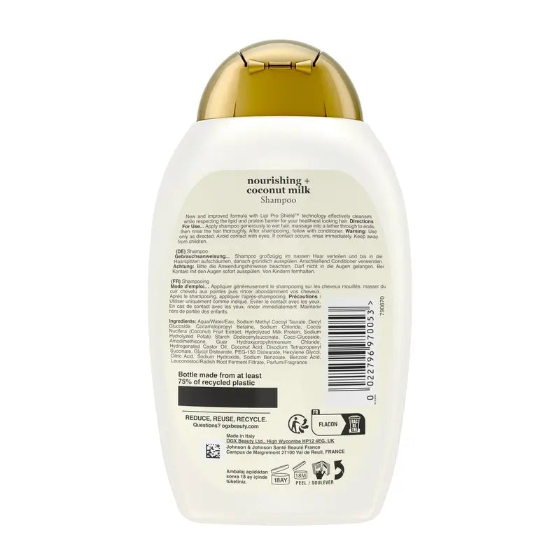 OGX Shampoo al latte di cocco, capelli secchi, 385 ml