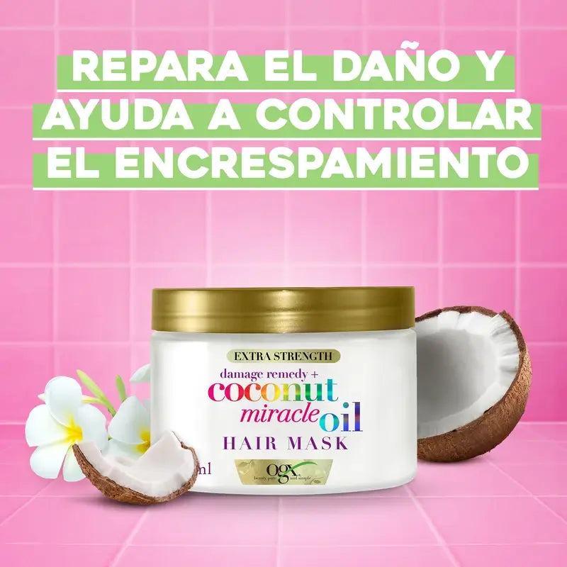 OGX Miracle Coconut Oil Hair Mask, ripara e ravviva i capelli danneggiati e fragili, 168g