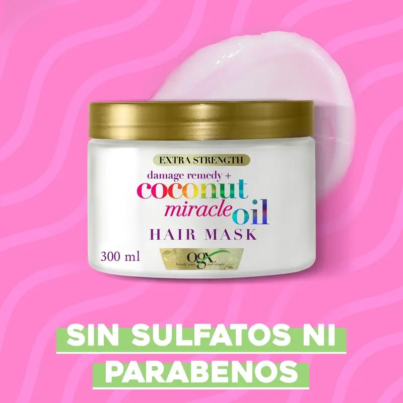 OGX Miracle Coconut Oil Hair Mask, ripara e ravviva i capelli danneggiati e fragili, 168g