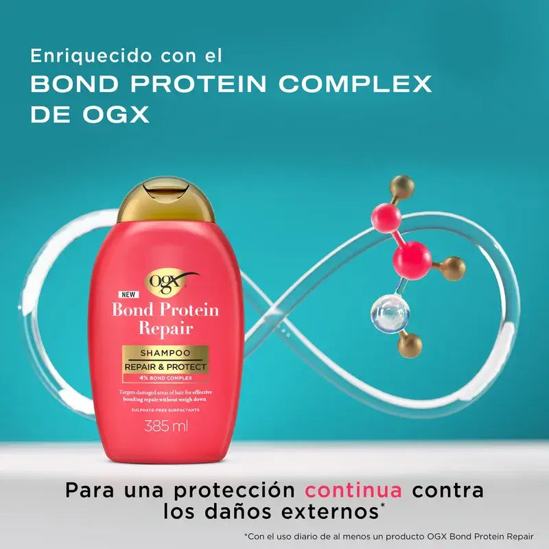 Ogx Bond Repair Shampoo, Shampoo riparatore, Shampoo riparatore per capelli senza solfati, 385 Ml