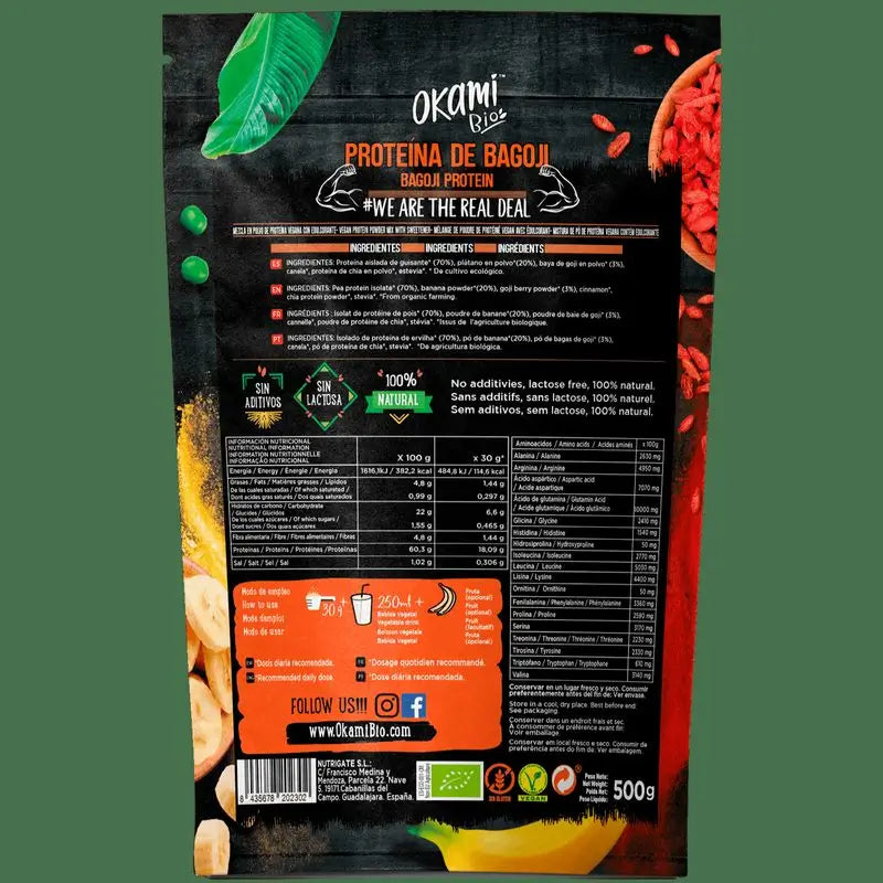 Okami Bio Proteine del Pisello-Banana-Goji 500G Bio Sg Vegan
