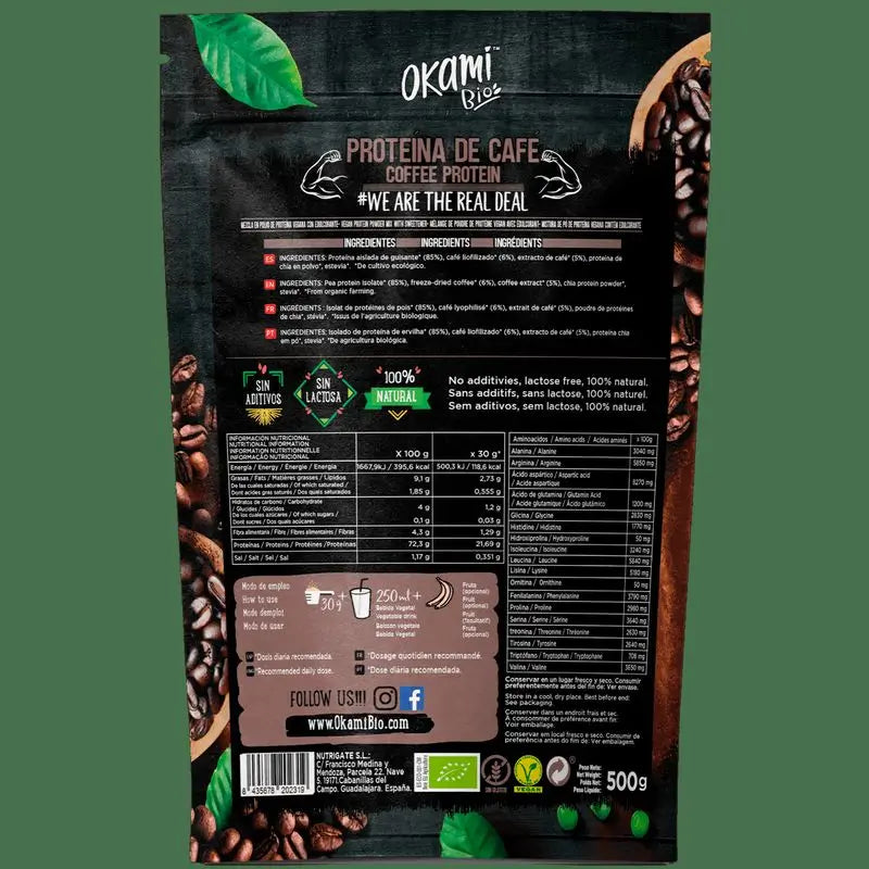 Okami Bio Proteine del Pisello e del Caffè 500Gr. Bio Sg Vegan