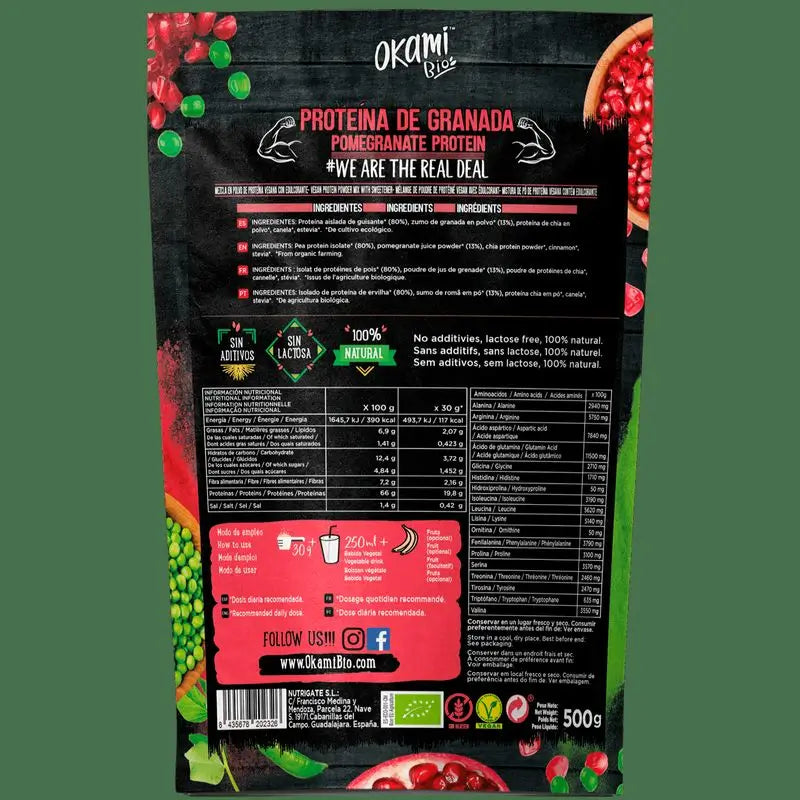 Okami Bio Proteine del Pisello-Succo di Melograno 500G Bio Sg Ve