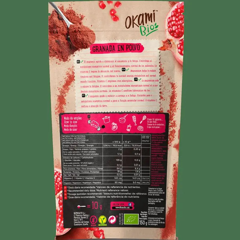 Okami Bio Succo di Melograno in Polvere 150Gr Bio Sg Vegan
