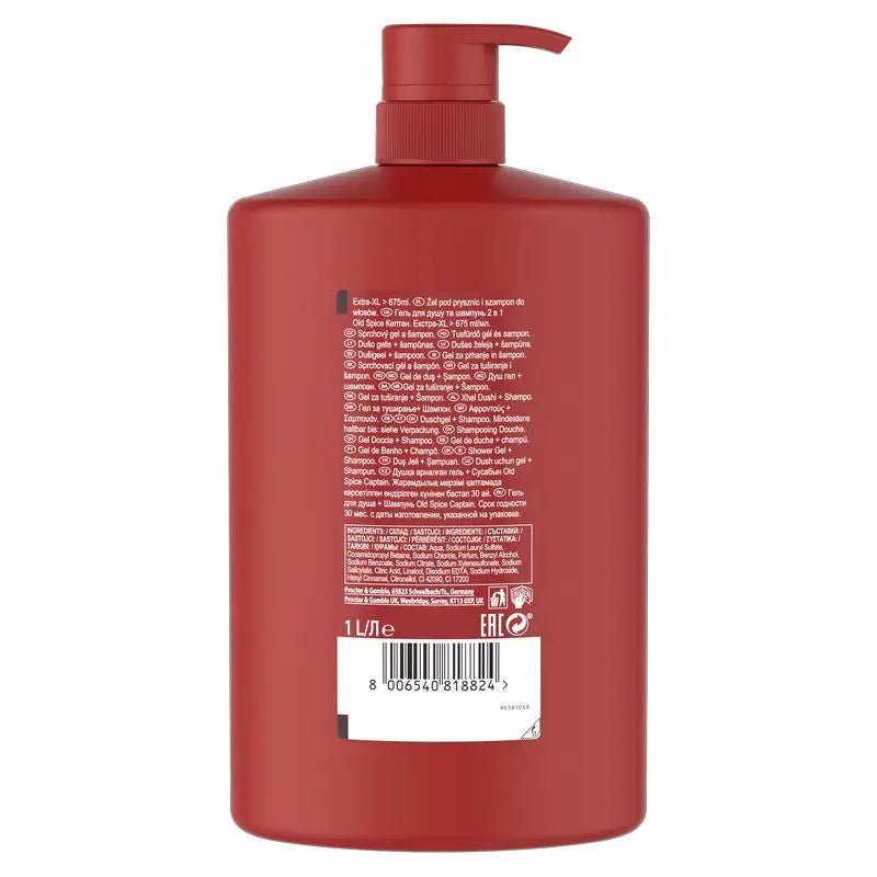 Gel doccia e shampoo Old Spice Captain 1000Ml