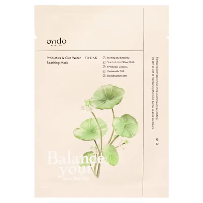 Ondo Beauty 36.5 Probiotici & Acqua Cica Maschera lenitiva To-Dak, 25 gr