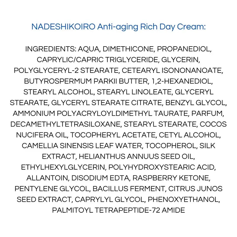 Onshindo Osaka Nadeshikoiro Crema giorno anti-età per pelli secche, 50 ml