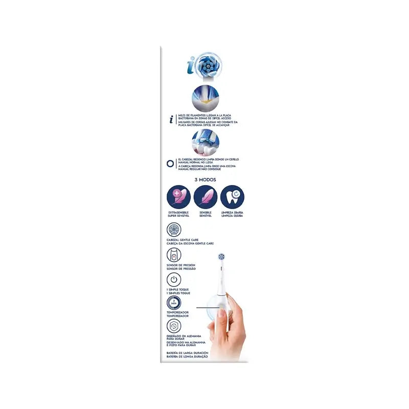 Spazzolino elettrico Oral B Braun Io2 Bianco, 2 testine, 1 confezione