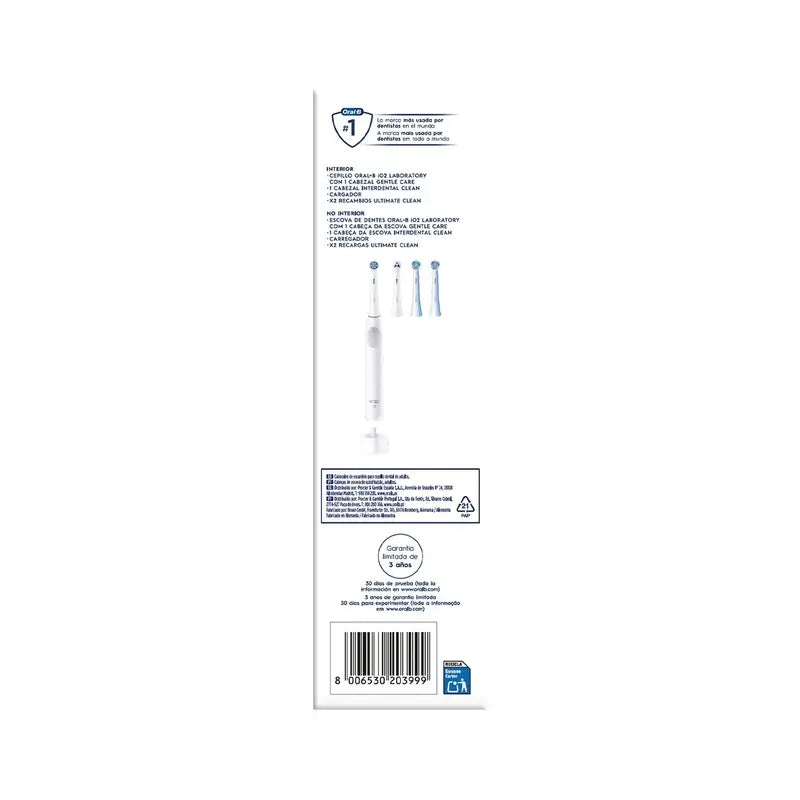 Spazzolino elettrico Oral B Braun Io2 Bianco, 2 testine, 1 confezione