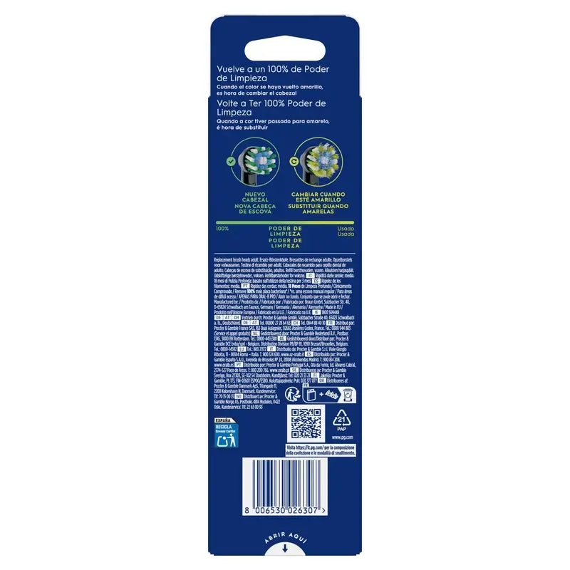 Ricarica Oral-B Braun Cross Action nera, 4 pz.