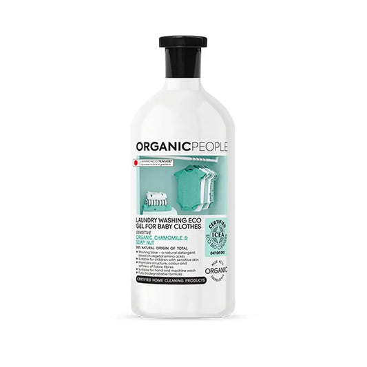 Organic People Detergente liquido per la cura dei vestiti dei bambini. Camomilla e noce di sapone biologici, 1000 Ml