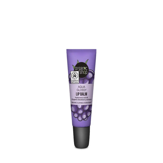 Organic Shop Aqua Gloss Balsamo labbra con acido ialuronico ed estratto di mora, 10 Ml