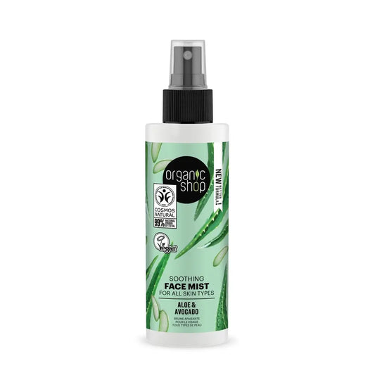 Negozio biologico Nebbia lenitiva per il viso per tutti i tipi di pelle Avocado e Aloe Da Negozio biologico, 150 Ml