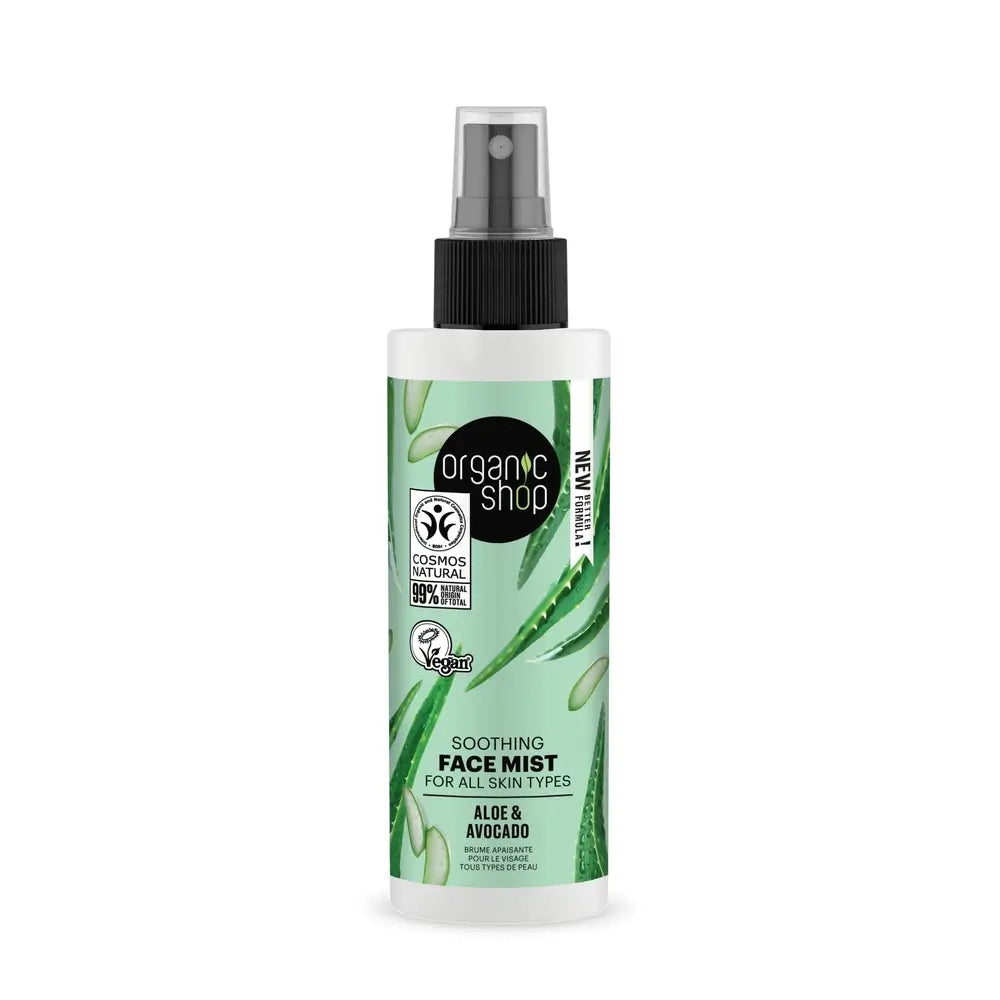 Negozio biologico Nebbia lenitiva per il viso per tutti i tipi di pelle Avocado e Aloe Da Negozio biologico, 150 Ml