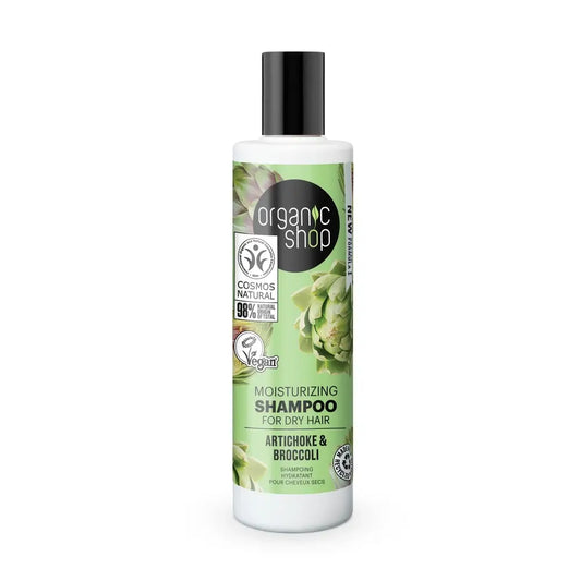 Organic Shop Shampoo idratante al carciofo e ai broccoli per capelli secchi, 280 Ml
