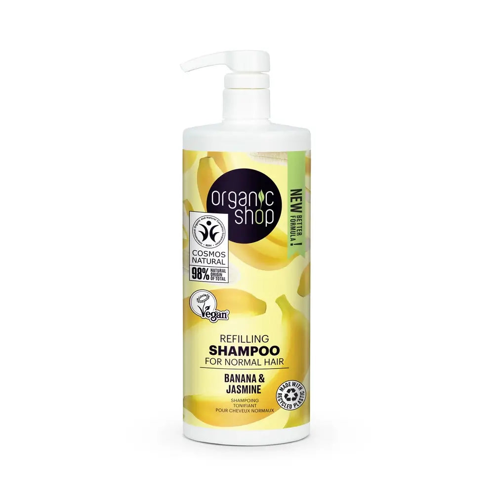 Negozio Biologico Shampoo ricostituente per capelli normali alla banana e al gelsomino, 1000 Ml