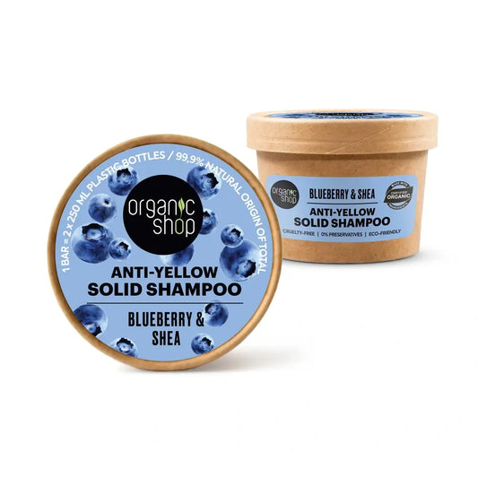 Negozio Biologico Shampoo solido anti-ingiallimento al mirtillo e burro di karité, 60 G