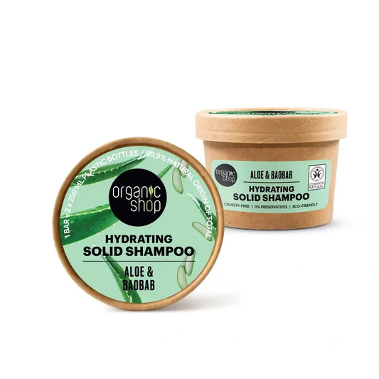 Negozio Biologico Shampoo solido idratante all'aloe e al baobab, 60 G