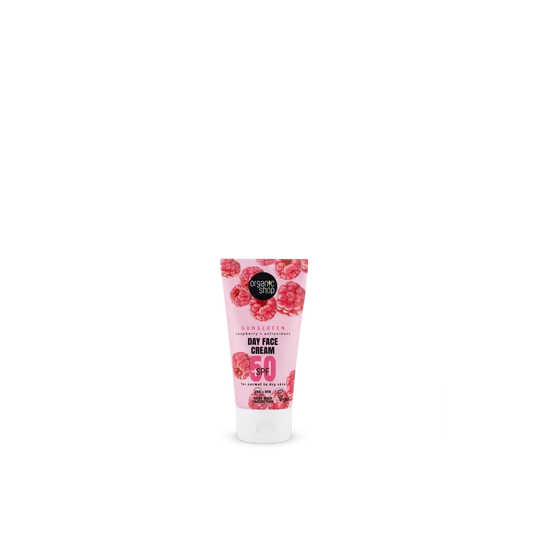 Organic Shop Lampone + Crema solare antiossidante per il viso Spf50, 50 Ml