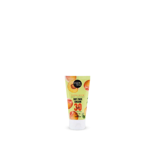 Organic Shop Crema viso giorno con protezione solare alla pesca + antiossidanti Spf30, 50 Ml