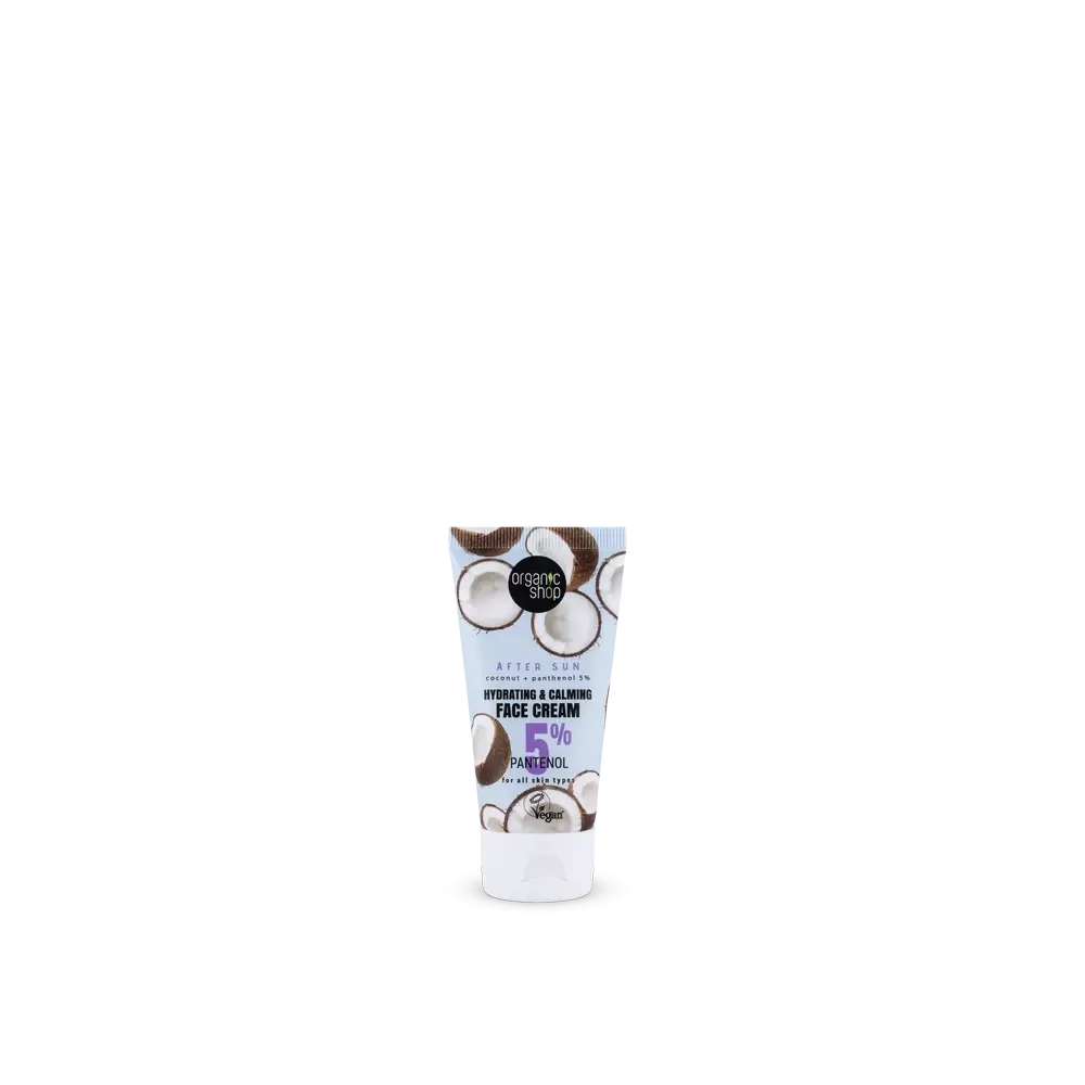 Organic Shop Crema viso idratante e lenitiva Doposole al cocco + Pantenolo 5 %, 50 Ml